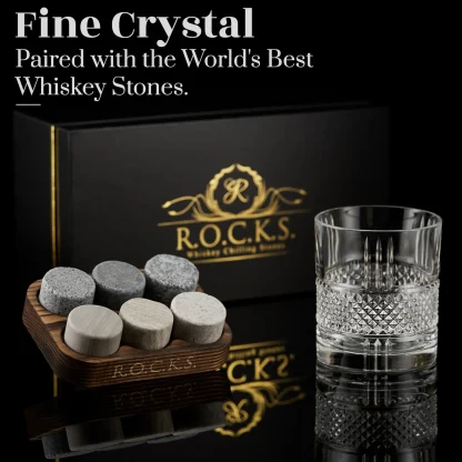Whiskey Stones & Crystal Glass Gift Set - Reserve Tumbler (11.7oz) - Image 2
