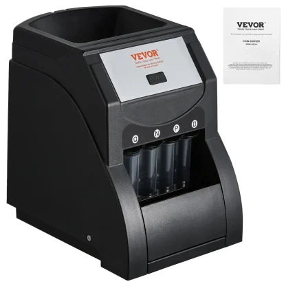 VEVOR USD Coin Sorter, Coin Sorter Machine for USD Coin 1 5 10 25, Sorts up to 230 Coins/min, Coin Sorter and Wrapper Machine Holds 200 Coins Included 4 Coin Tubes, Black - Image 8