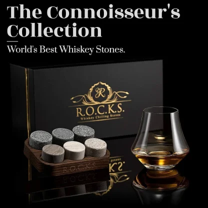 Whiskey Stones & Crystal Nosing Tasting Glass Gift Set - Image 2