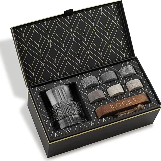 Whiskey Stones & Crystal Glass Gift Set - Reserve Tumbler (11.7oz)