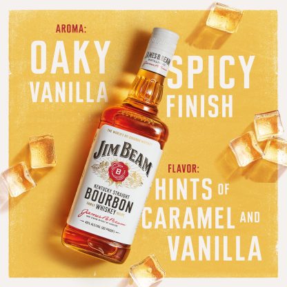 Jim Beam White Label Straight Bourbon, 750 ml Single Glass Bottle, 40% ABV, 80 Proof - Image 3